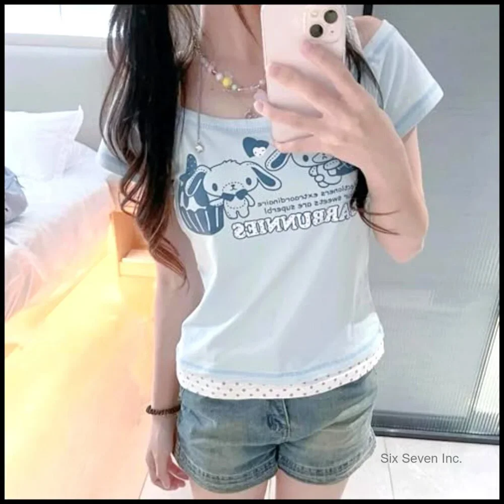 Y2K Harajuku Graphic Baby Tee Vintage Grunge Emo Kawaii Streetwear Top